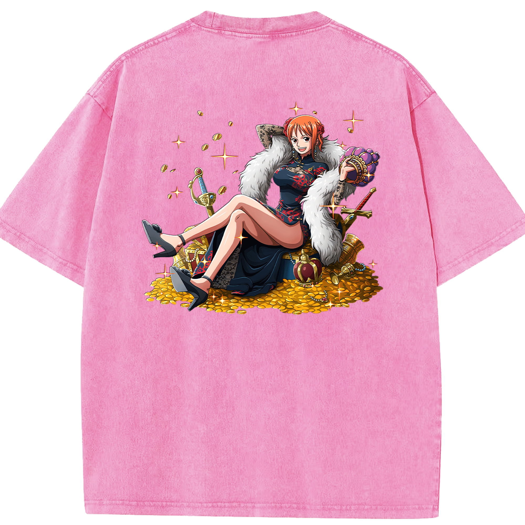 ワンピース ナミ ONE PIECE Nami 綿100% ヴィンテージ風 半袖Tシャツ（背面プリント）